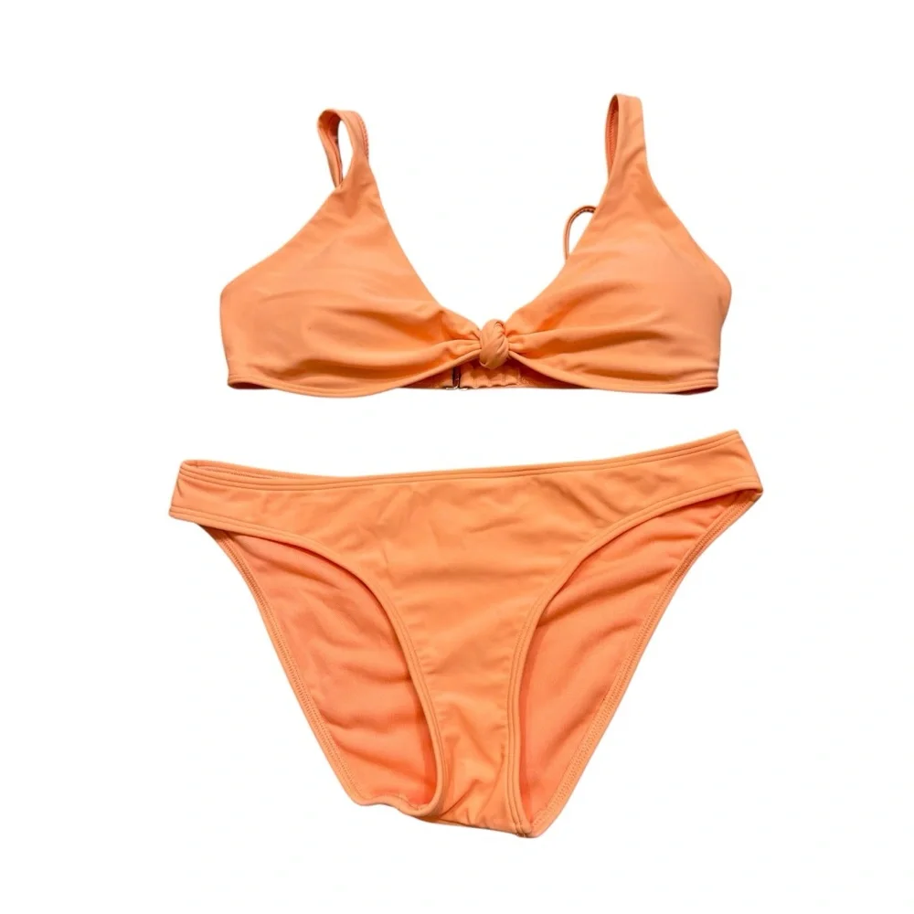 Ladies Hollister Swim Light Orange Textured Bikini‎ Swim Suit Size Small